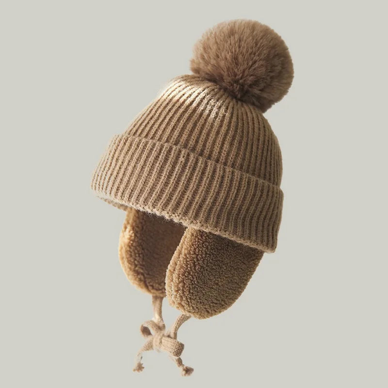Kids Knit Beanie Winter Hat with Earflaps - product detail 2