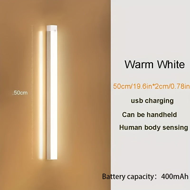 Luz LED inalámbrica activada por movimiento, tira de luz recargable para interiores