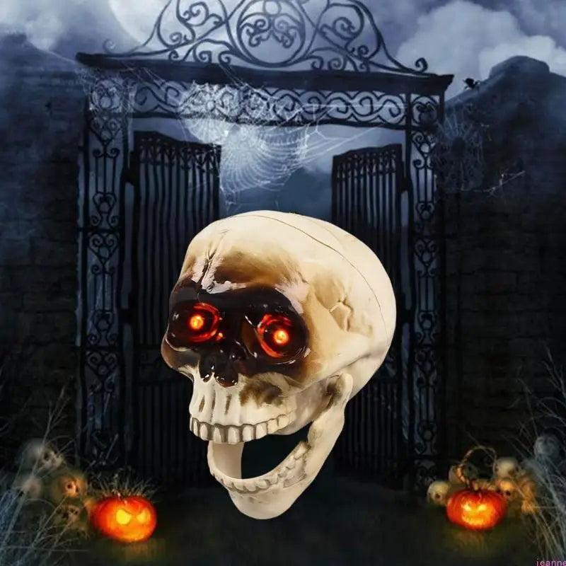 NOMOVA Animated Halloween Skeleton Head with Flashing Eyes