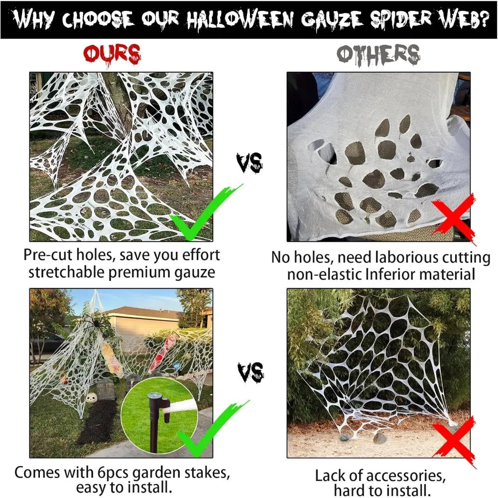 Halloween Giant Spider Web Decoration with Stakes - product detail 3