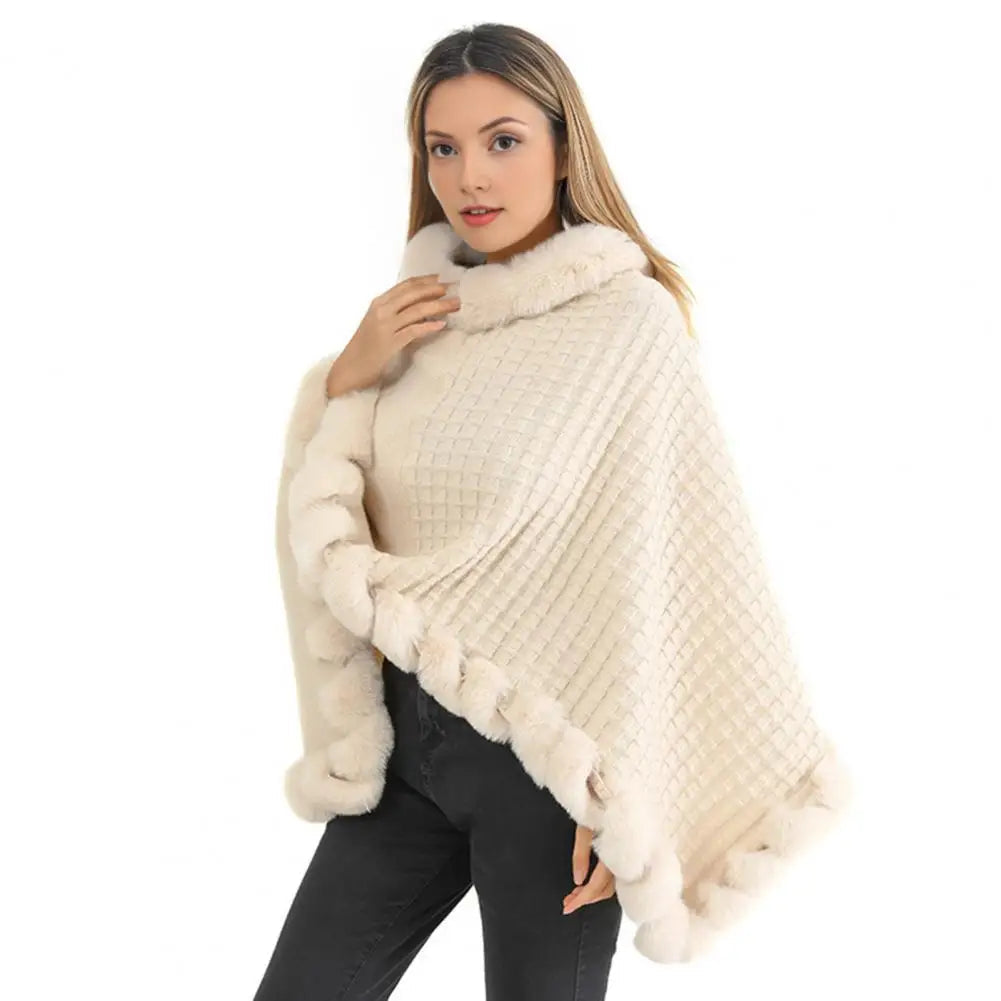 Faux Fur Shawl Cloak for Women - product detail 3
