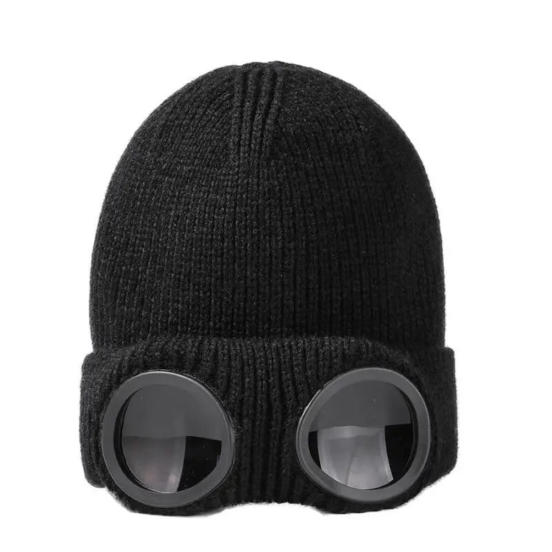 Unisex Goggles Winter Hat Knitted Beanie - product detail 4