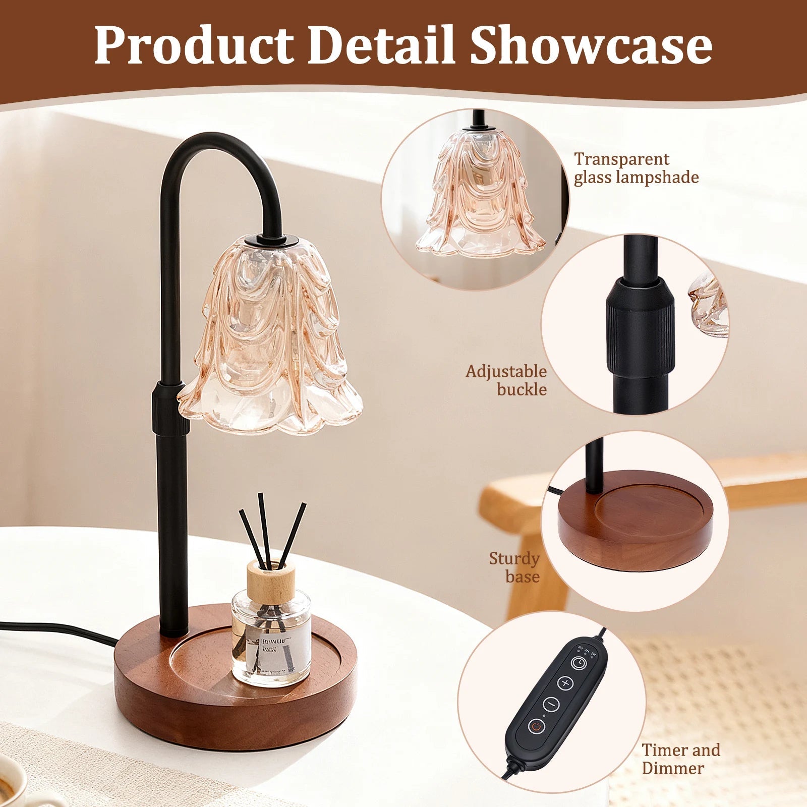Flower Dimmable Candle Warmer Lamp - product detail 2