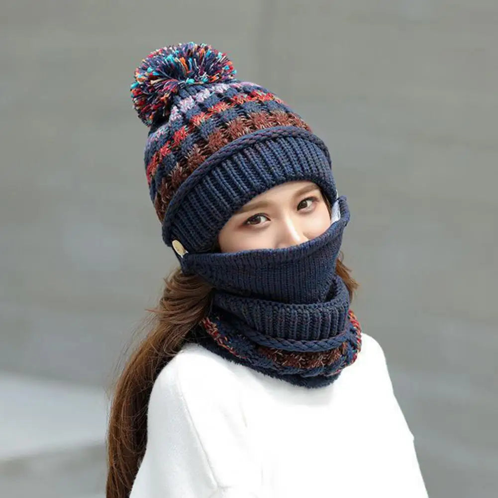 NOMOVA Cozy Knitted Hat Scarf Set with Velvet Lining