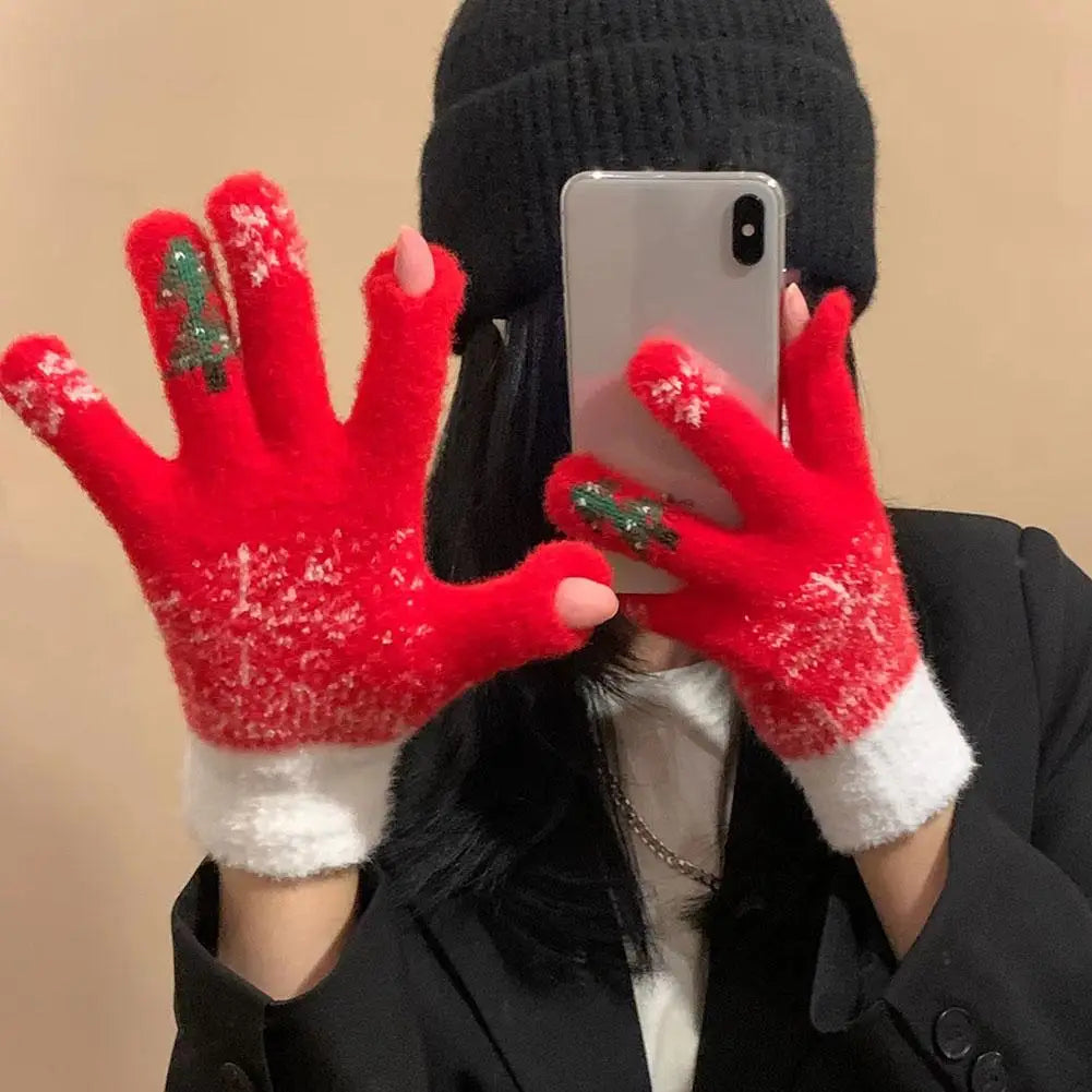 NOMOVA Festive Fleece Lined Knit Fingerless Gloves