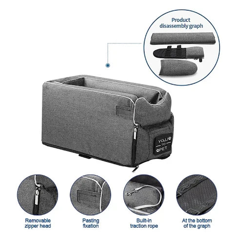 Pet Armrest Safety Seat - Pet Car Seat Travel Bag Suitable for Small Dogs and Cats - product image 5