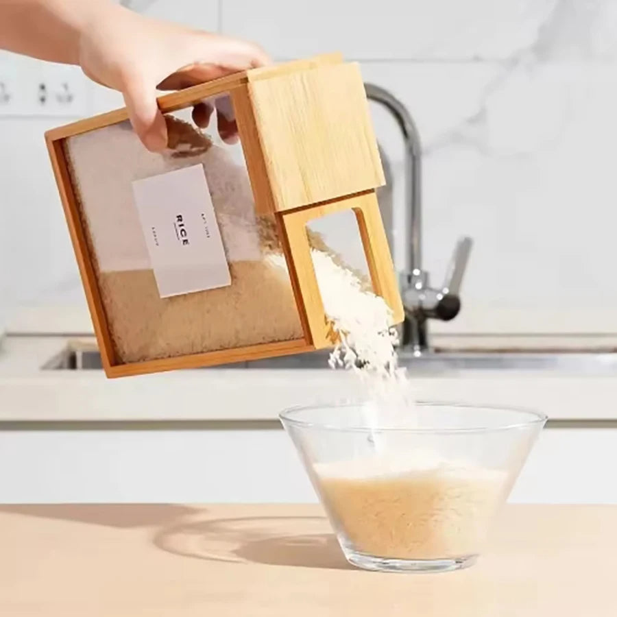 NOMOVA Bamboo Cereal Dispenser and Food Storage Container