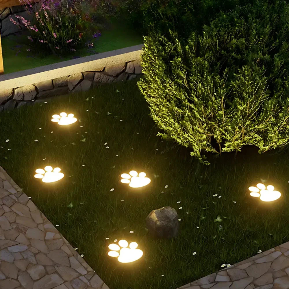 Luz de camino con huella de animal, decoración ecológica para jardín con energía solar