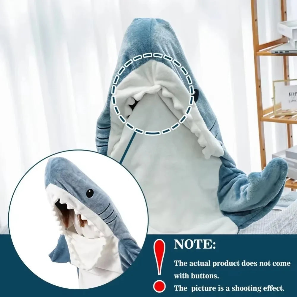 Soft Flannel Shark Hoodie Blanket - product detail 2