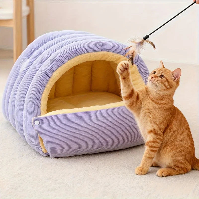 Warm Arctic Fleece Enclosed Cat Cave Bed - product detail 7