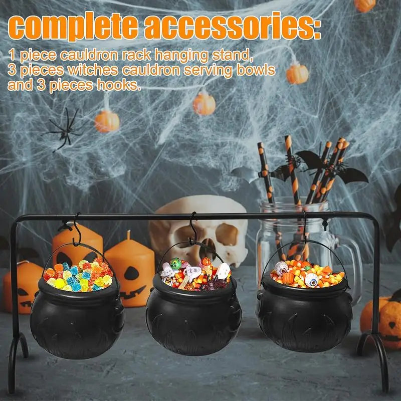 Witch Cauldron Candy Bowl Halloween Decoration Set - product detail 3