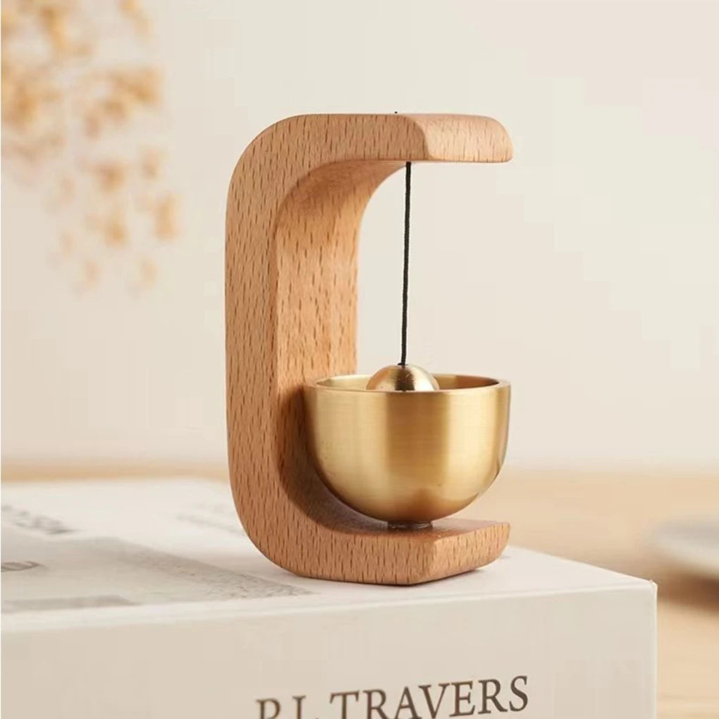 Wireless Door Chime with Brass Bell and Wooden Frame - product detail 3