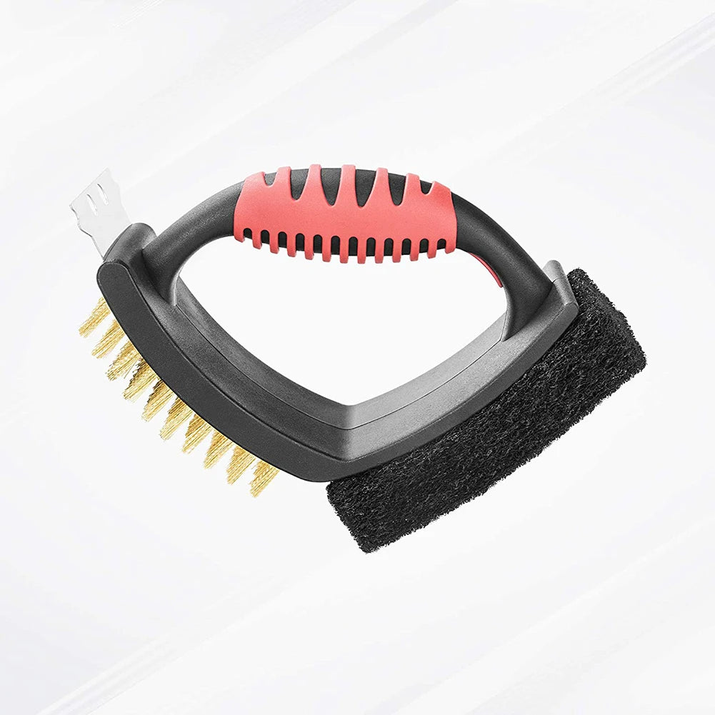 3 in 1 Grill Brush with Brass Bristles and Scraper - product detail 2