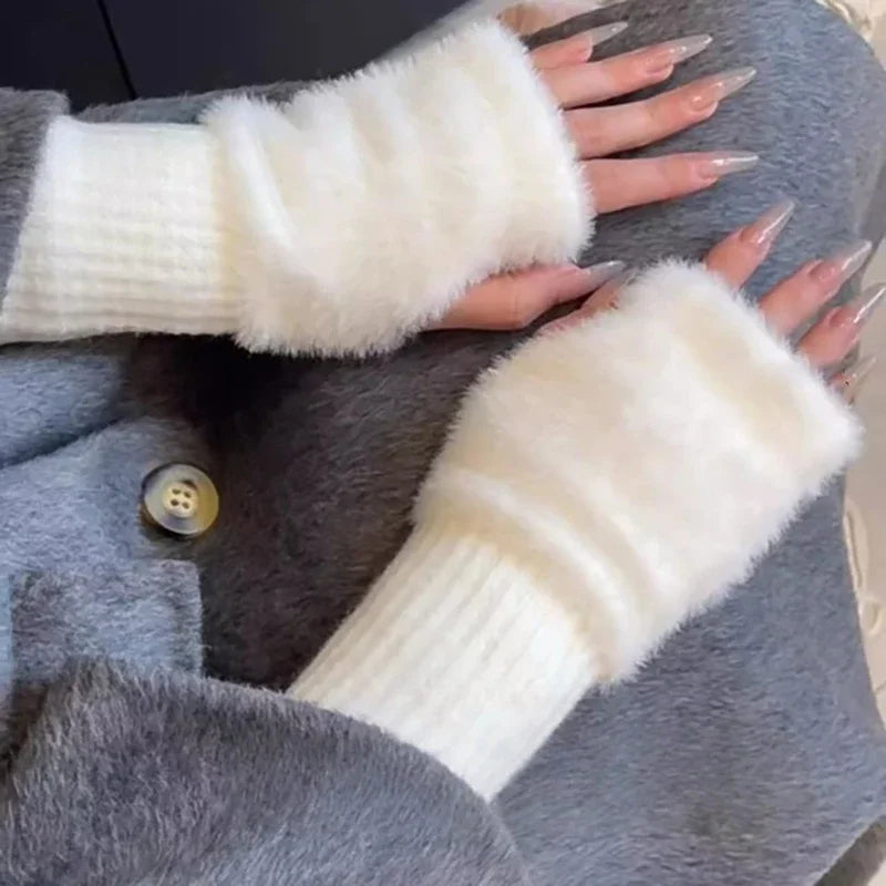 NOMOVA Plush Cozy Fingerless Gloves for Women