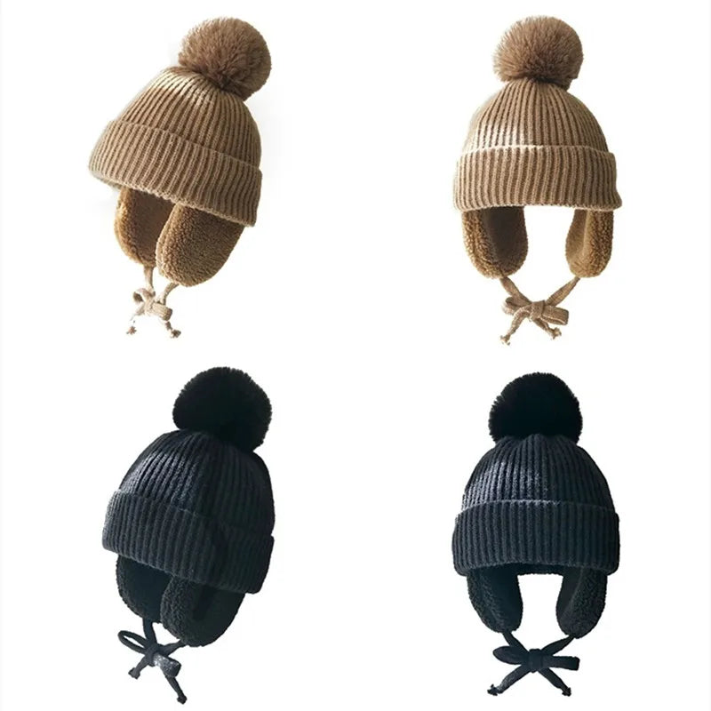 Kids Knit Beanie Winter Hat with Earflaps - product detail 3