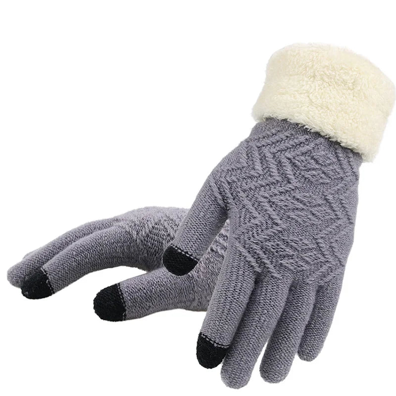 Plush Lined Touch Screen Knitted Gloves - product detail 3