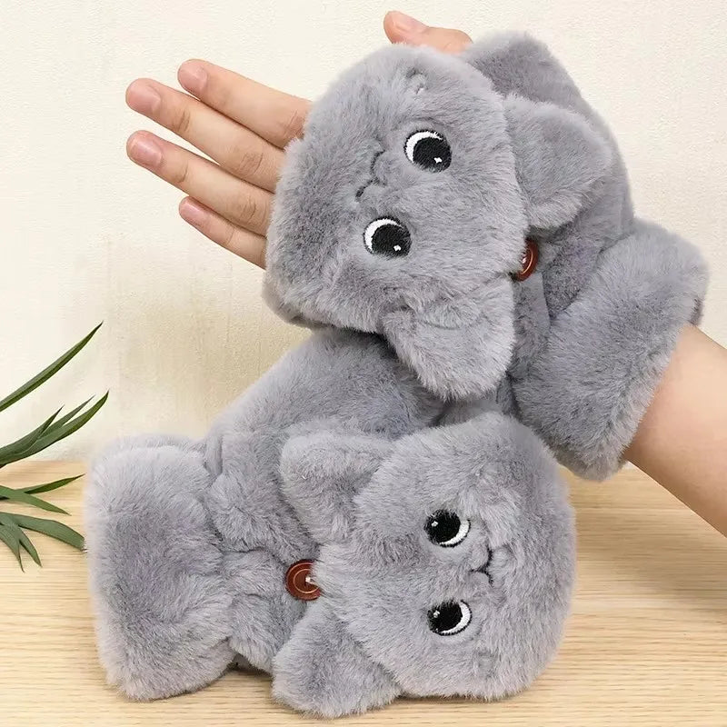 Plush Animal Fingerless Gloves - product detail 2