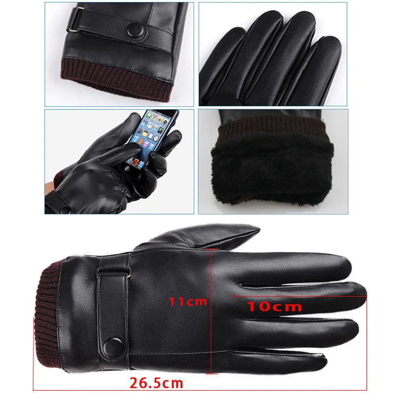 Touch Screen Men's Leather Gloves for Winter - product detail 2