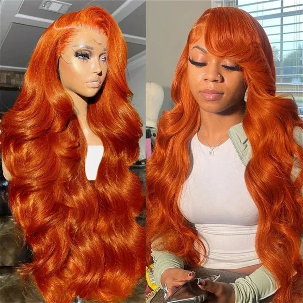 NOMOVA Long Wavy Orange Ginger Red Lace Front Wig