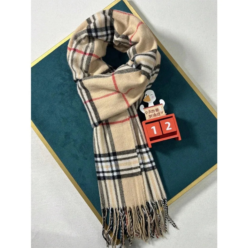 Plaid Cashmere Feel Winter Scarf and Neck Warmer - product detail 6