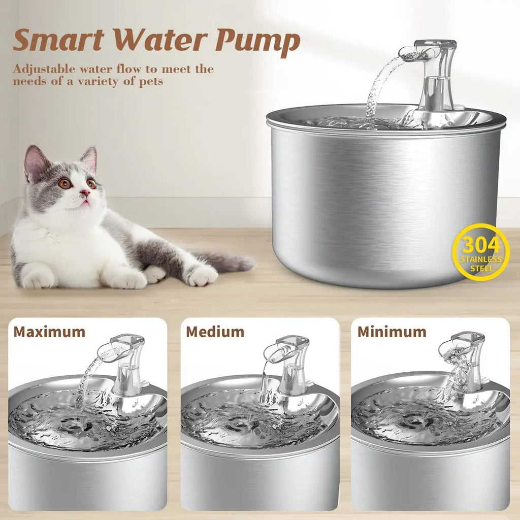 Stainless Steel Cat Water Fountain with Filter and Sensor - product detail 2