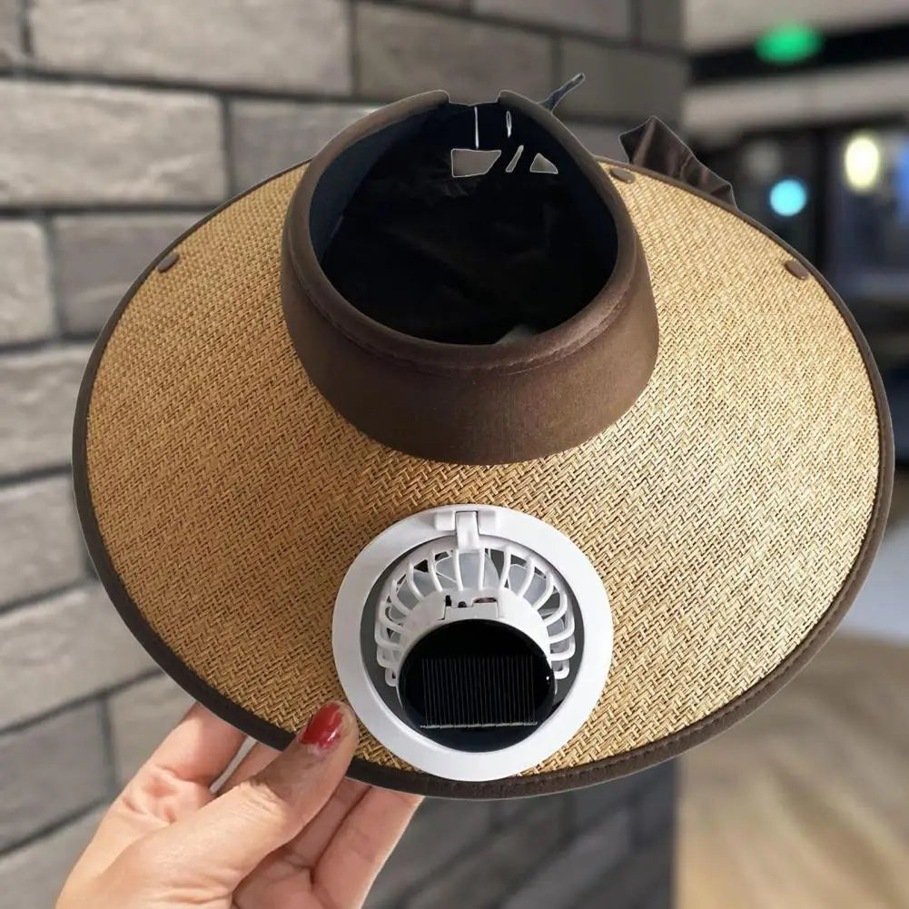 Wide Brim Sun Hat with Solar Powered Fan - product detail 6