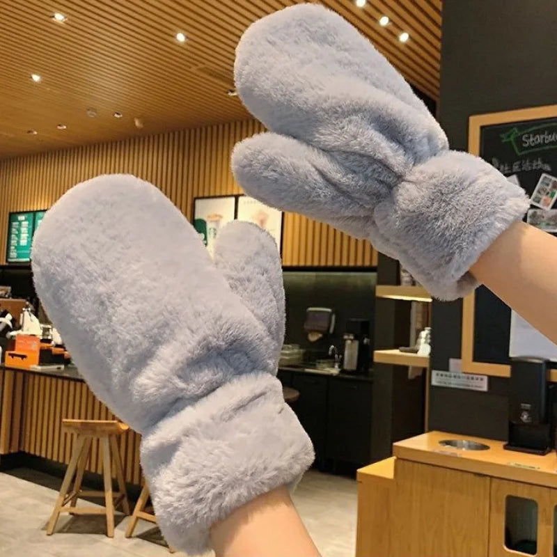 Fluffy Plush Mittens Winter Warm Gloves - product detail 3