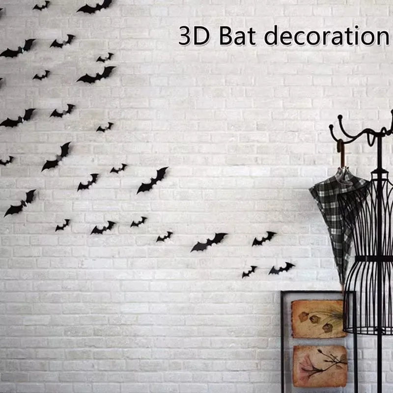 3D PVC Halloween Bats Wall Stickers - product detail 3