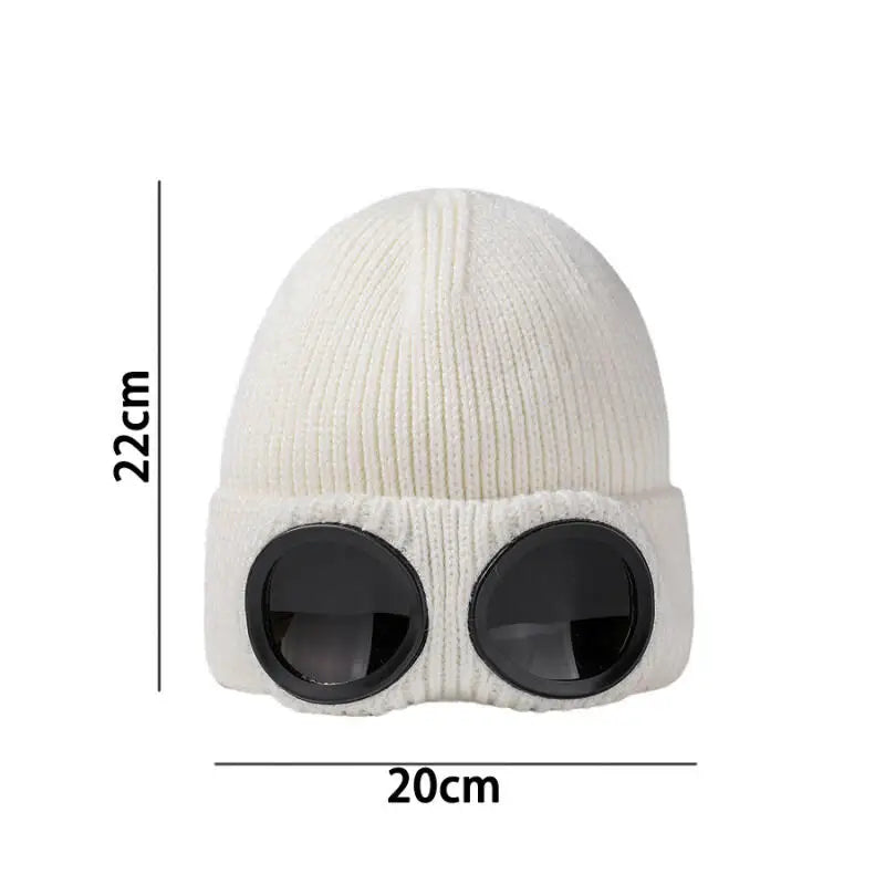 Unisex Goggles Winter Hat Knitted Beanie - product detail 3