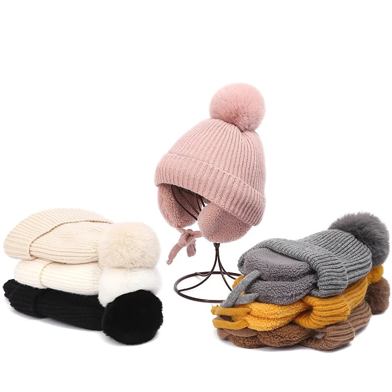 Kids Knit Beanie Winter Hat with Earflaps - product detail 4