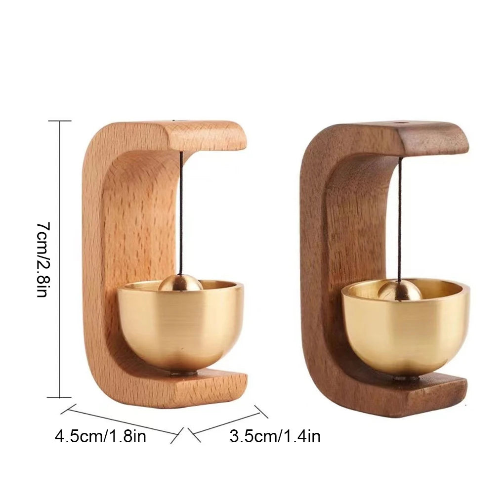Wireless Door Chime with Brass Bell and Wooden Frame - product detail 4