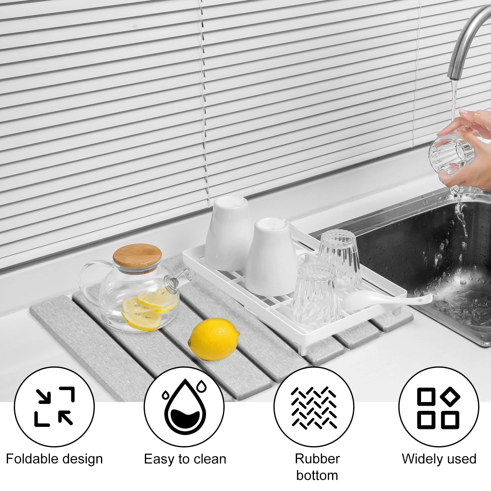 Foldable Diatomite Stone Dish Drying Mat - product detail 3