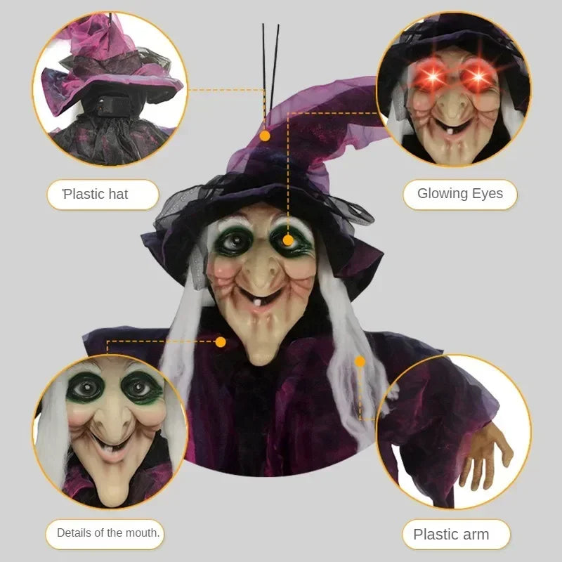 Animated Halloween Witch Decor with Sound and Glowing Eyes - product detail 2
