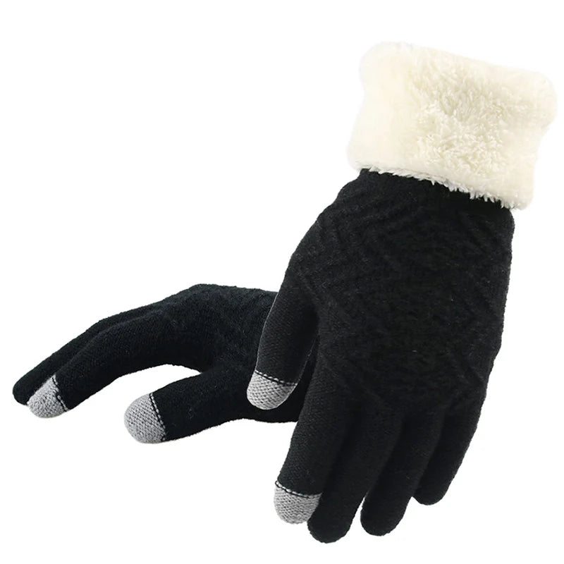 Plush Lined Touch Screen Knitted Gloves - product detail 4