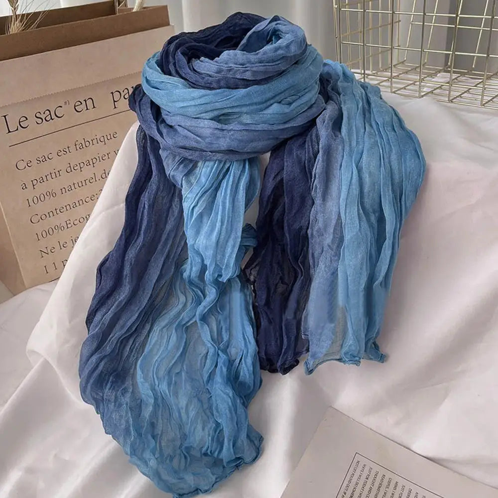 Soft Gradient Cotton Shawl Ladies Winter Scarf - product detail 2