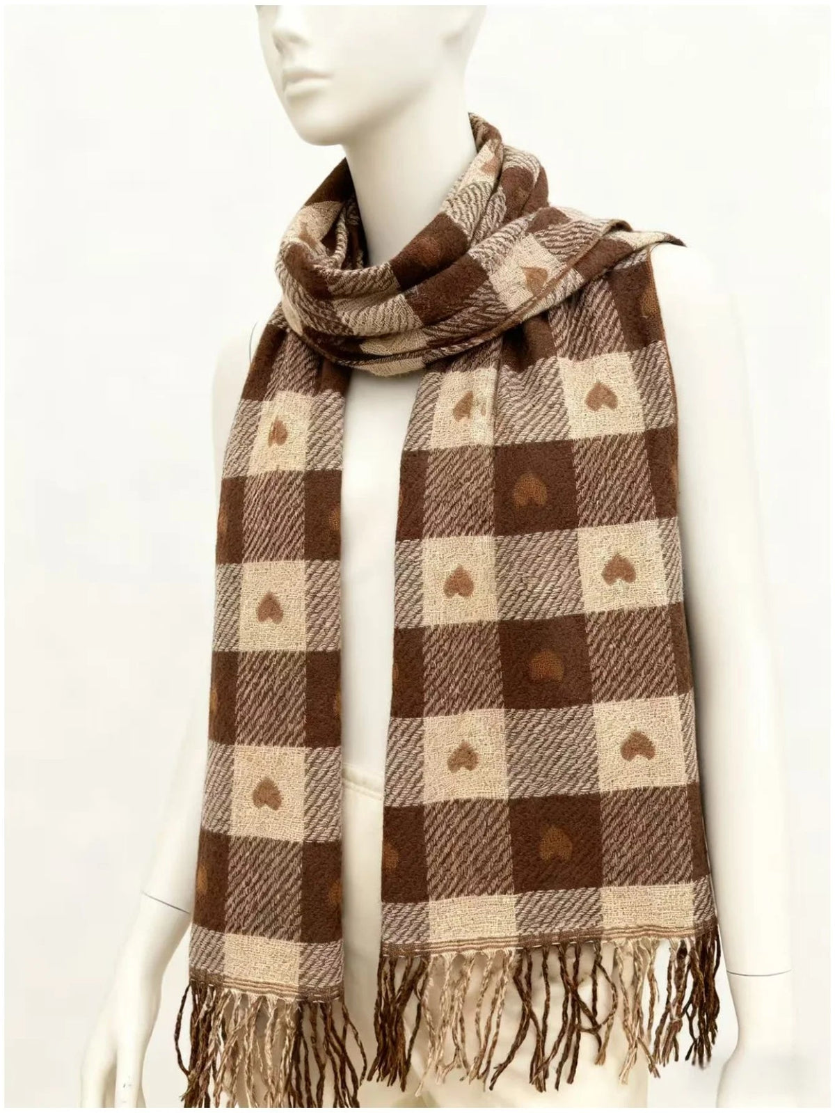 Cozy Checkered Winter Scarf Shawl - product detail 4
