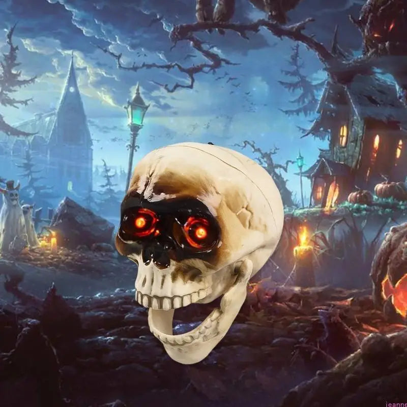 Animated Halloween Skeleton Head with Flashing Eyes - product detail 2