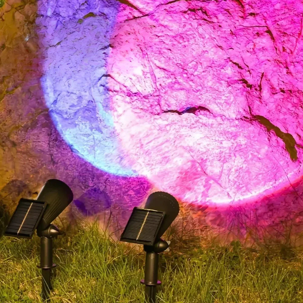 Luz solar LED para jardín exterior, foco ajustable e impermeable