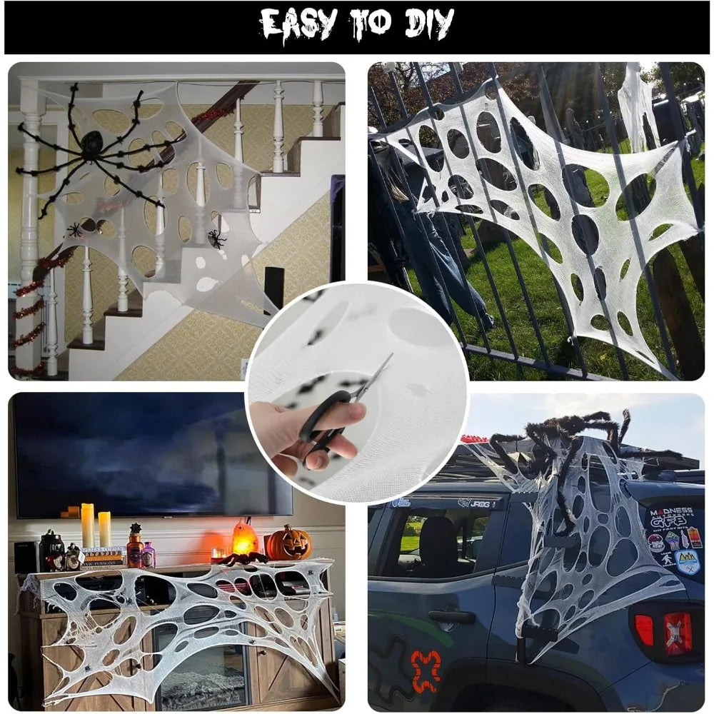 Halloween Giant Spider Web Decoration with Stakes - product detail 4