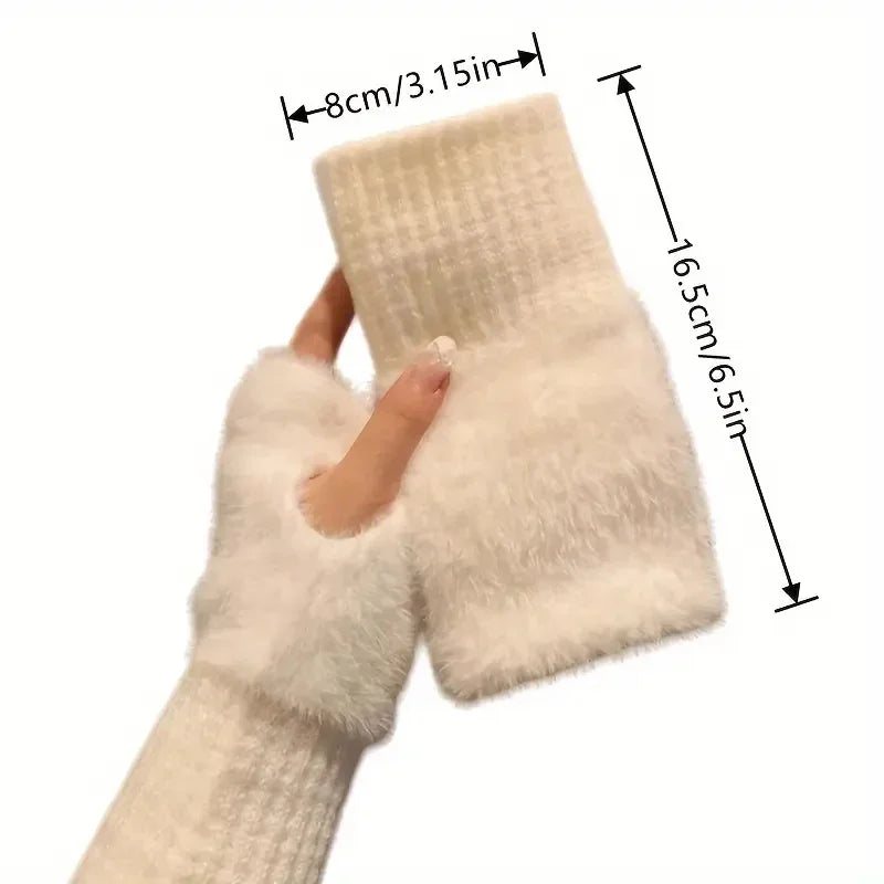 Plush Cozy Fingerless Gloves for Women - product detail 3