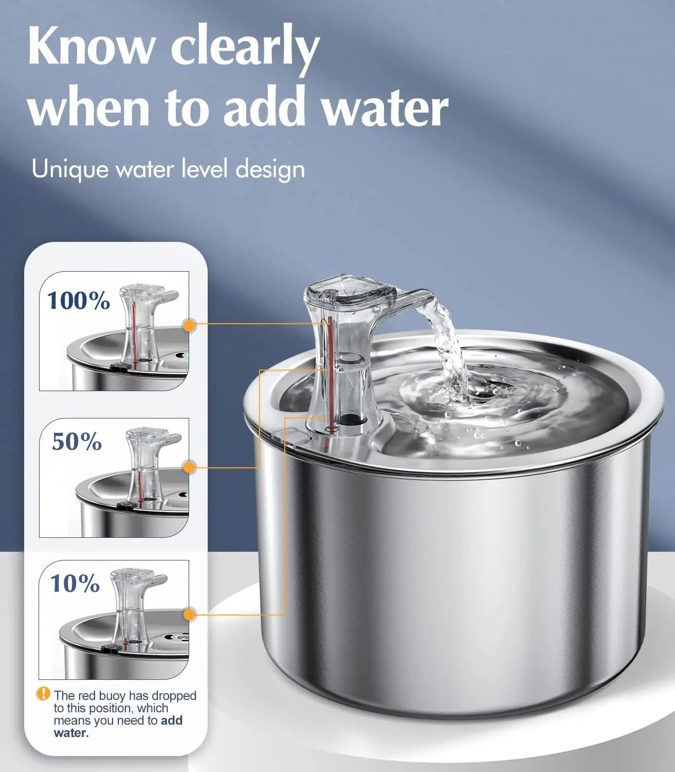 Stainless Steel Cat Water Fountain with Filter and Sensor - product detail 3