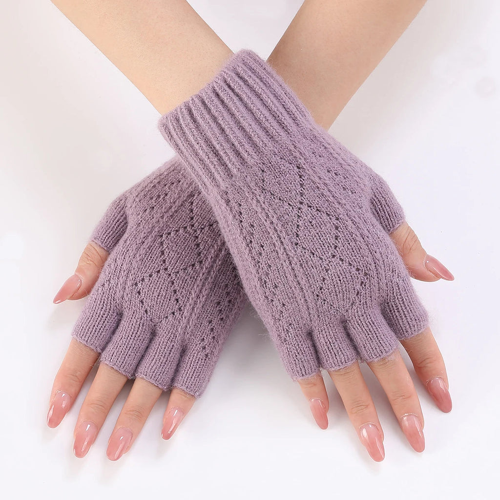 Soft Knit Fingerless Gloves for Winter - product detail 3