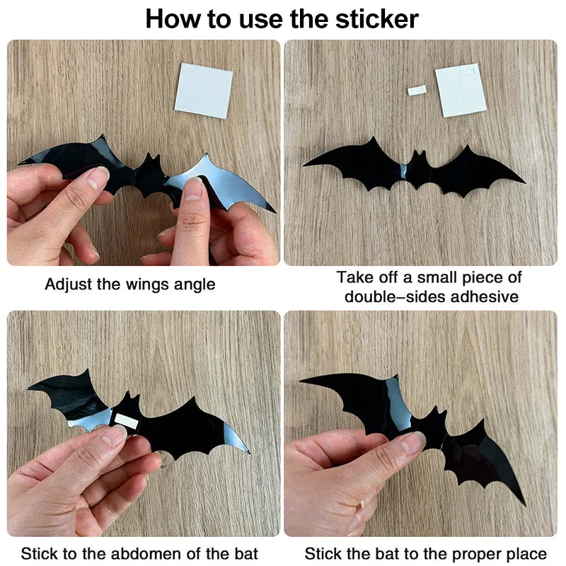 3D PVC Halloween Bats Wall Stickers - product detail 4