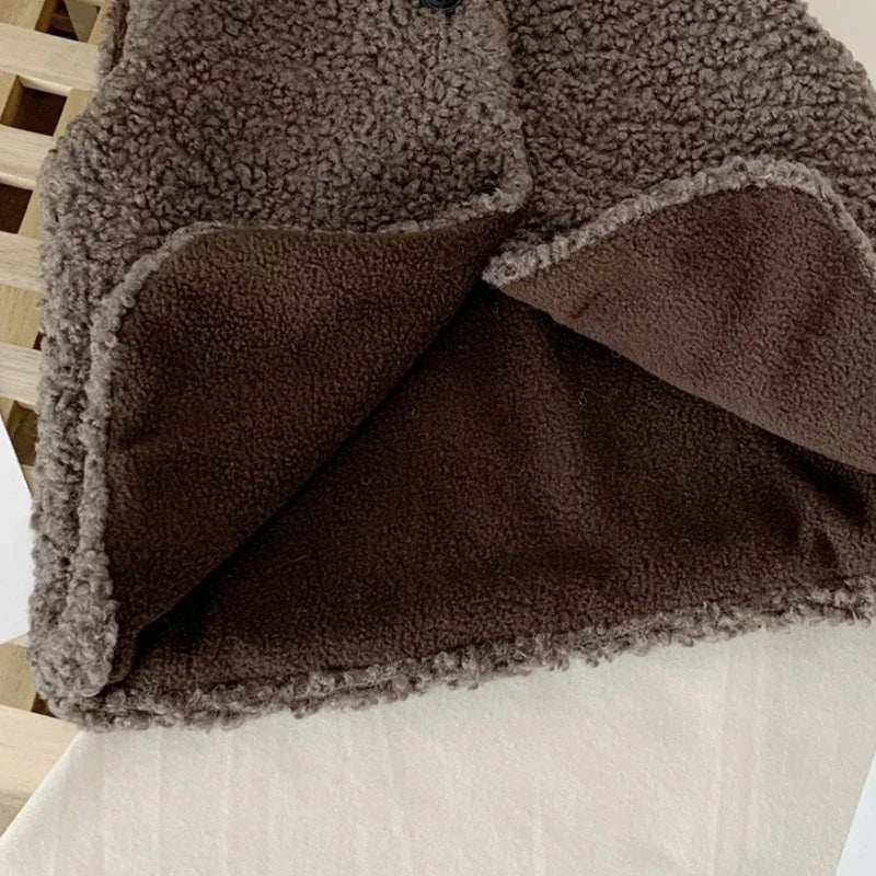 Kids Lamb Wool Winter Waist Coat - product detail 4