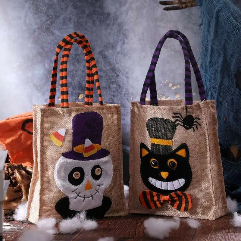 Halloween Treat Bag with Pumpkin Cat Witch and Skull - product detail 3