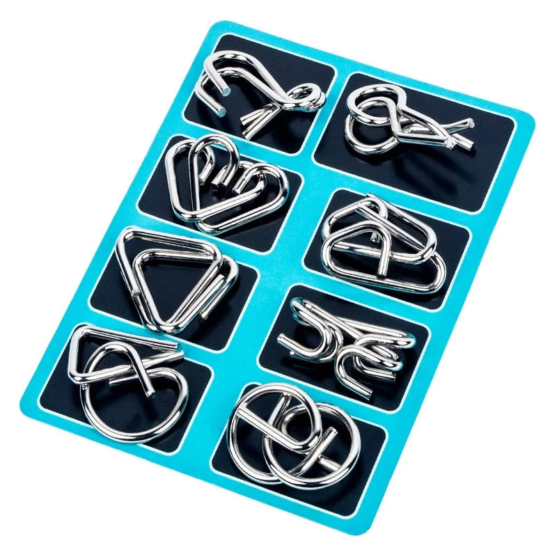 8 Piece Metal Puzzle Ring Set Brain Teaser Toys - product detail 7