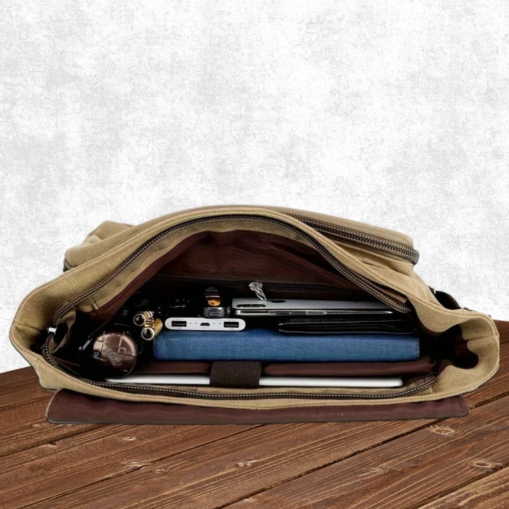 Mens Canvas Satchel Messenger Sling Bag - product detail 9
