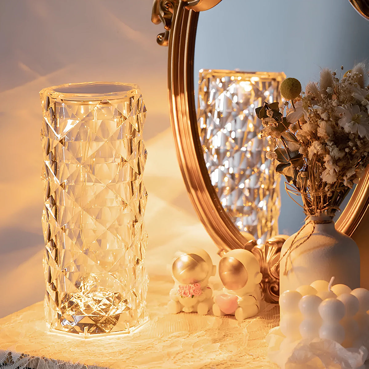 Lámpara LED de cristal elegante con 16 opciones de color y control remoto