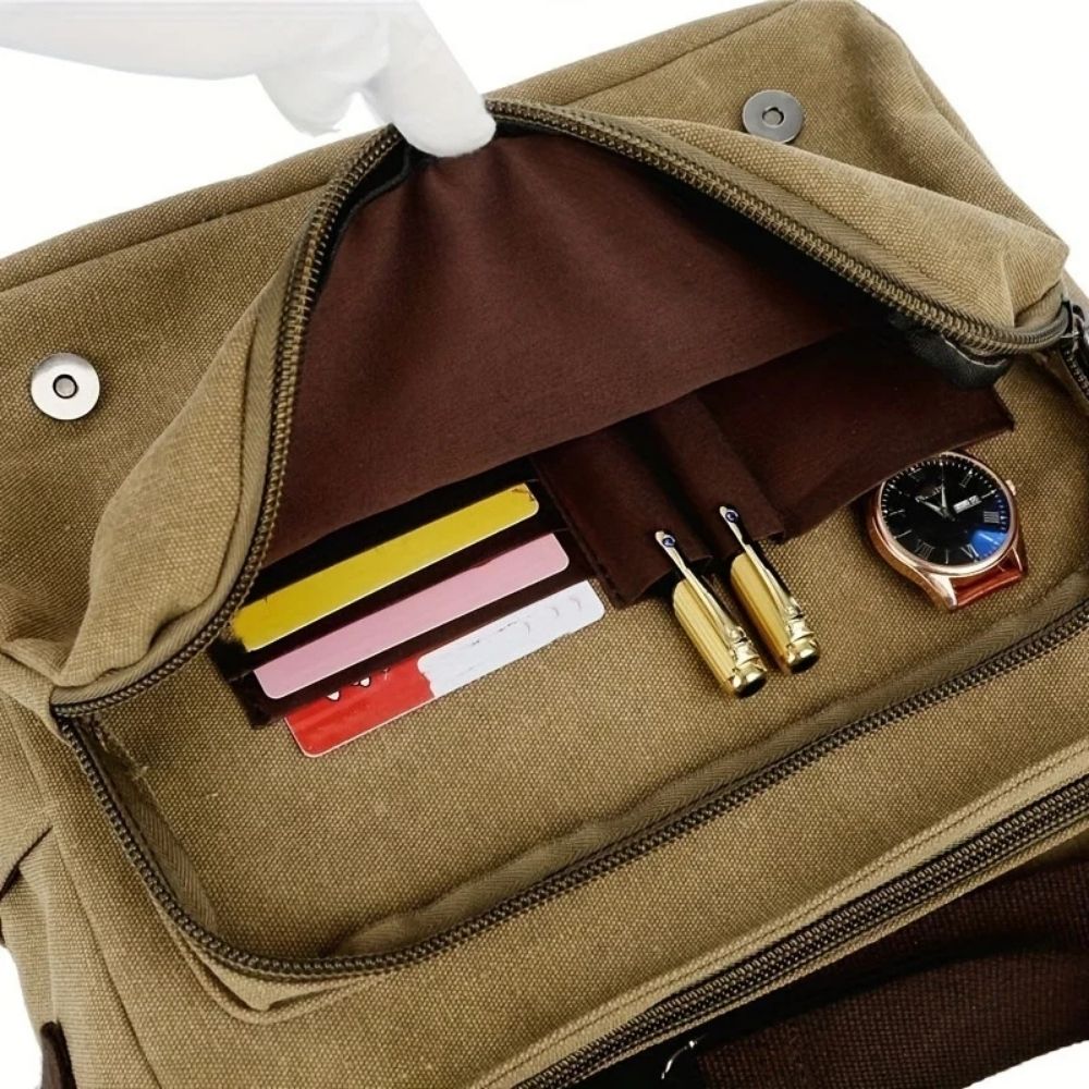 Mens Canvas Satchel Messenger Sling Bag - product detail 7