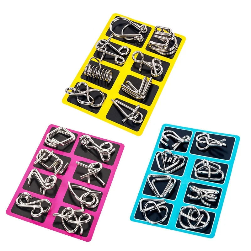 8 Piece Metal Puzzle Ring Set Brain Teaser Toys - product detail 2